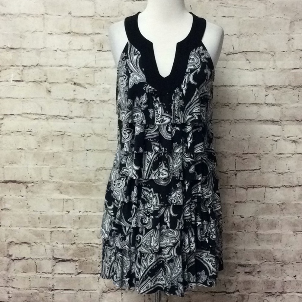 White House Black Market Black and White Paisley Dress